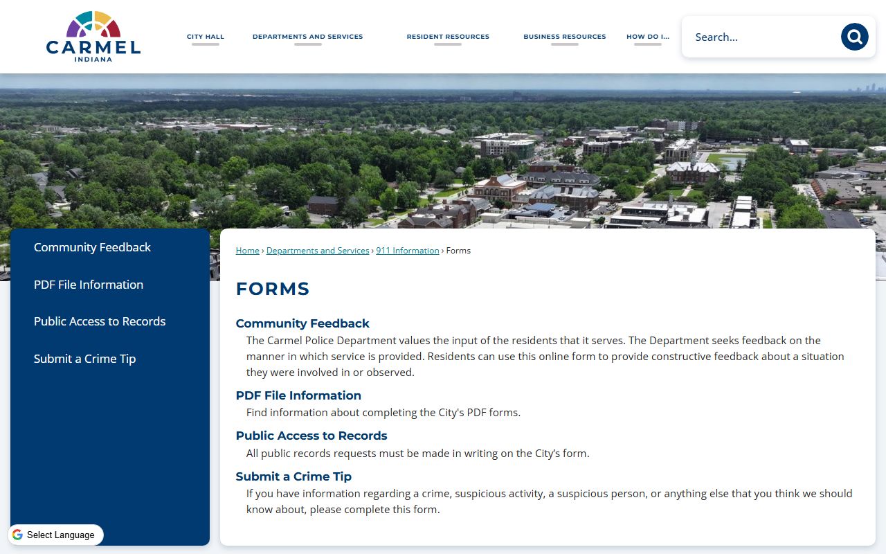Carmel Indiana felony records Carmel Police Department public records portal