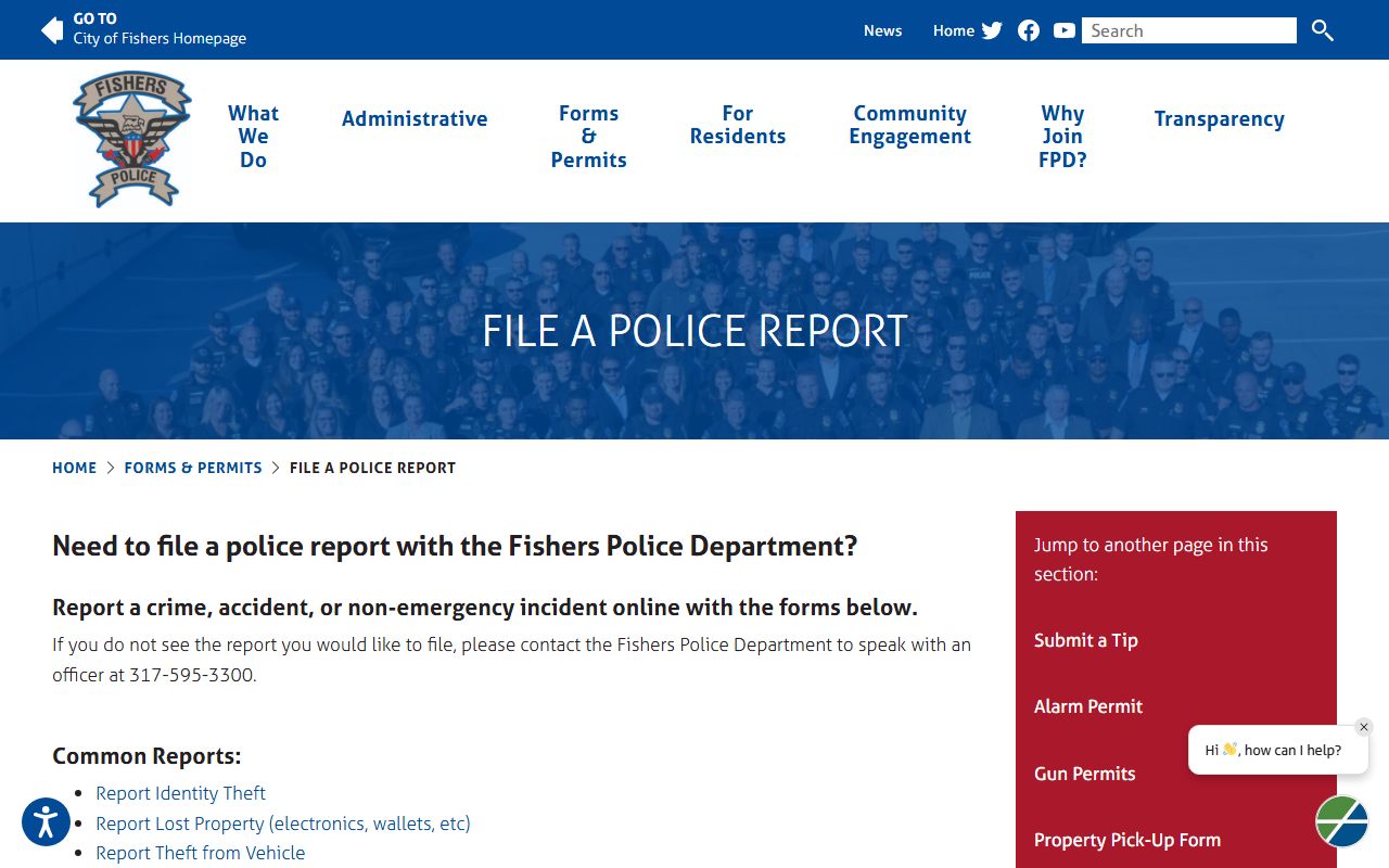 Fishers Indiana felony records Fishers Police Department online portal
