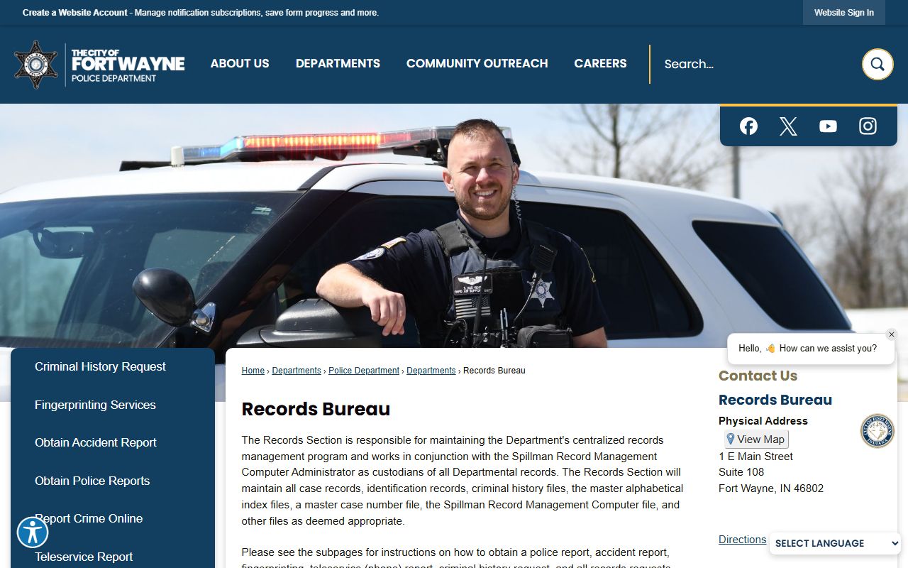 Fort Wayne Indiana felony records FWPD NextRequest police records portal