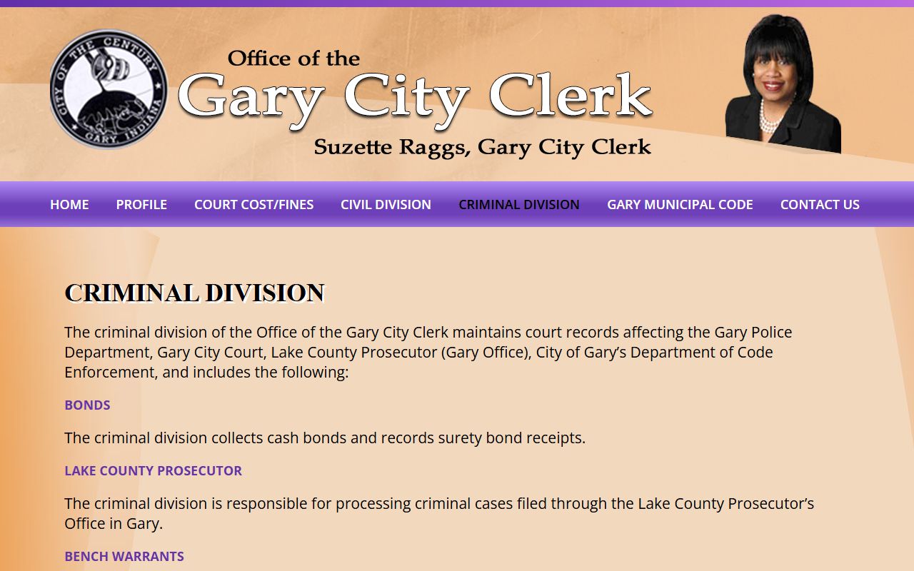 Gary Indiana felony records Gary Police Department criminal division records access