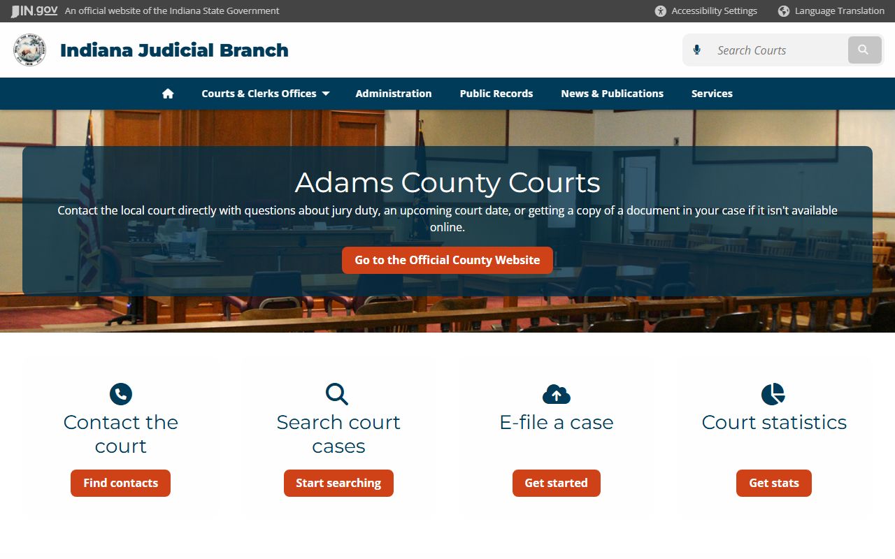 Adams County Indiana felony records court search and Sheriff resources