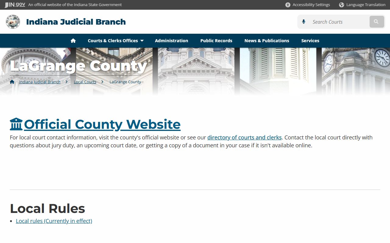 LaGrange County Indiana felony records Sheriff and Clerk search resources