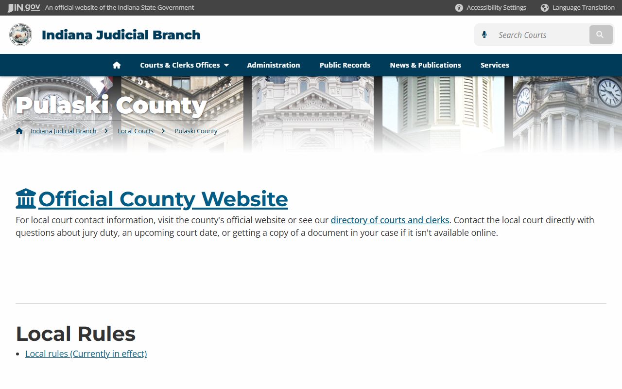 Pulaski County Indiana felony records Sheriff and Clerk resources