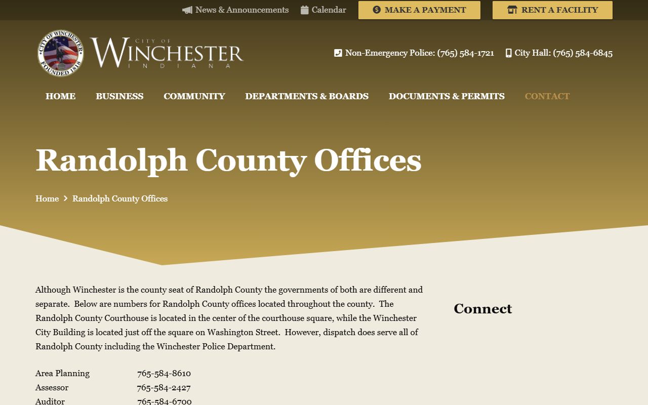 Randolph County Indiana felony records Sheriff Office search portal