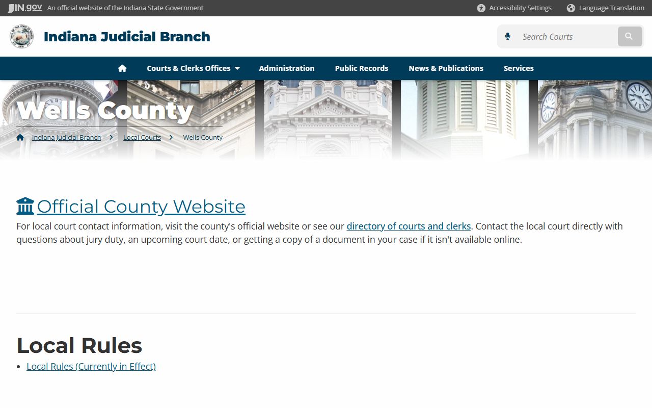 Wells County Indiana felony records Sheriff and Clerk resources