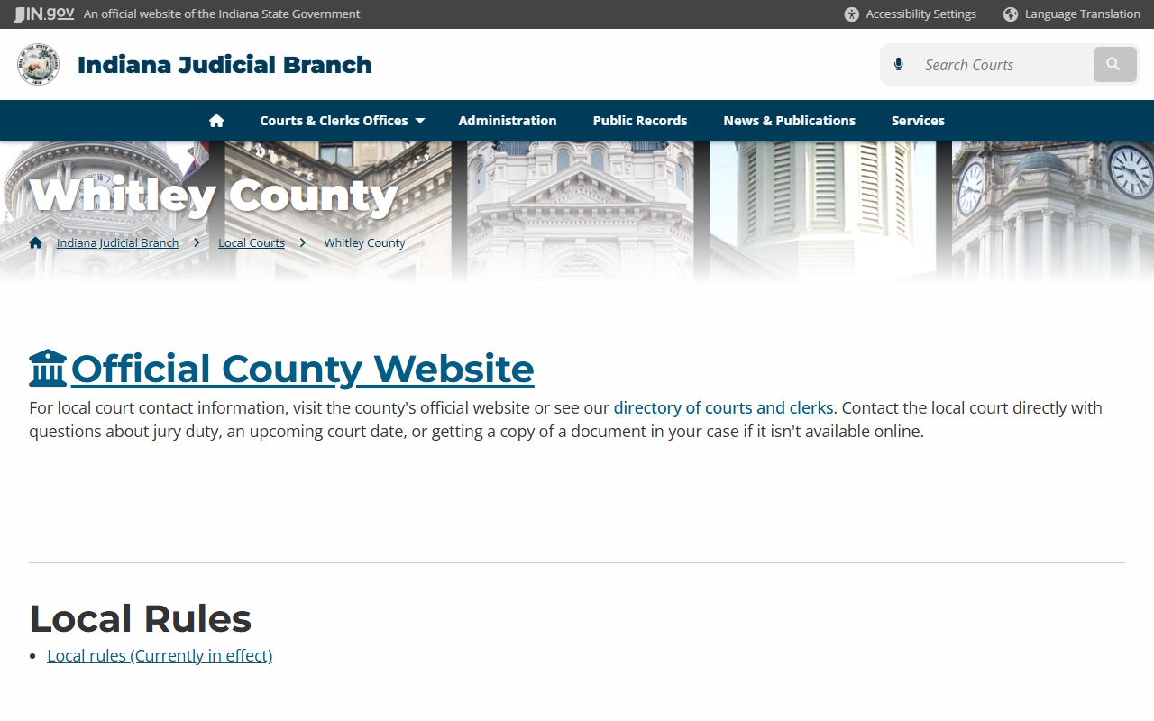 Whitley County Indiana felony records Sheriff and Clerk resources in Columbia City